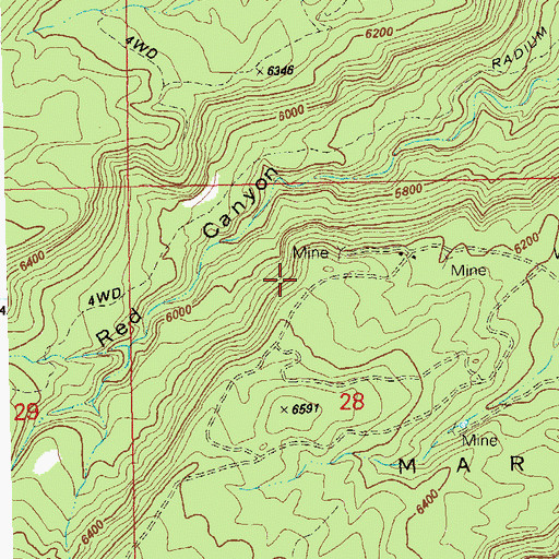 Topographic Map of Red Rock Number 2 Mine, CO