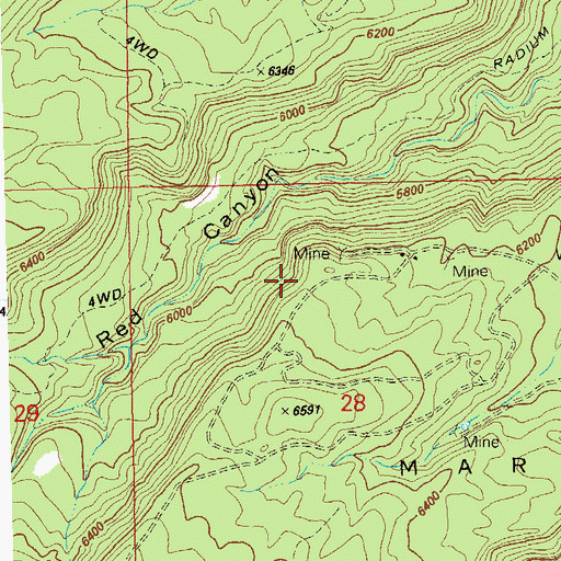 Topographic Map of Red Rock Number 2 Mine, CO