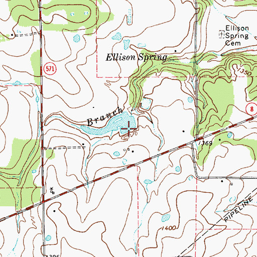 Topographic Map of Peterson Dam, TX