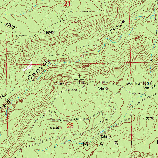 Topographic Map of Red Rock Number 5 Mine, CO
