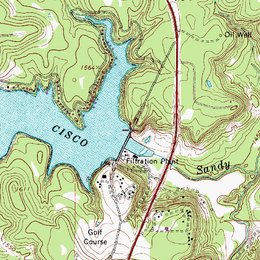 Topographic Map of Williamson Dam, TX