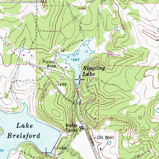 Topographic Map of Ringling Lake Dam, TX