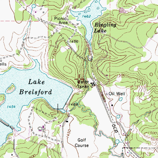 Topographic Map of Lake Eastland Dam, TX