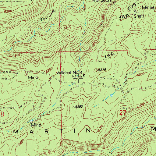 Topographic Map of Wildcat Number 8 Mine, CO