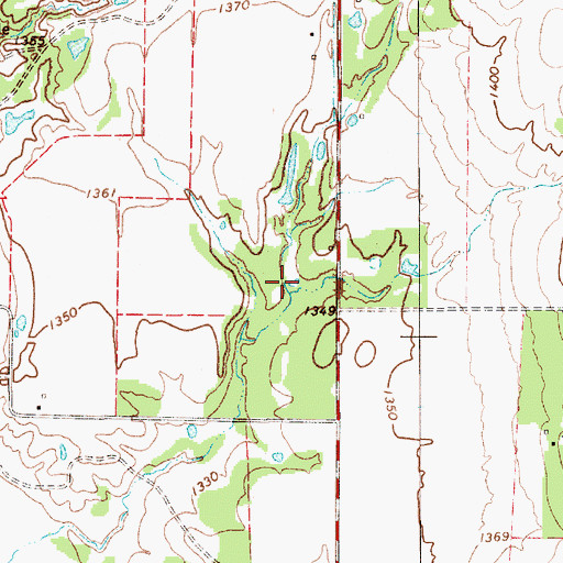 Topographic Map of Love Dam, TX