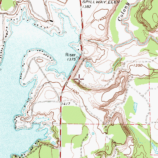 Topographic Map of Lake Leon Dam, TX