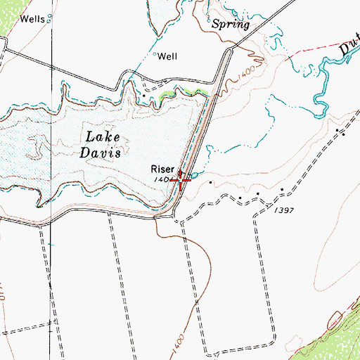 Topographic Map of Lake Davis Dam, TX