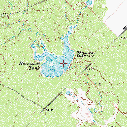 Topographic Map of Horseshoe Tank Dam, TX