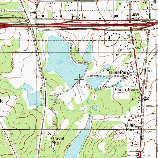 Topographic Map of Ballasetal Lake Dam, TX