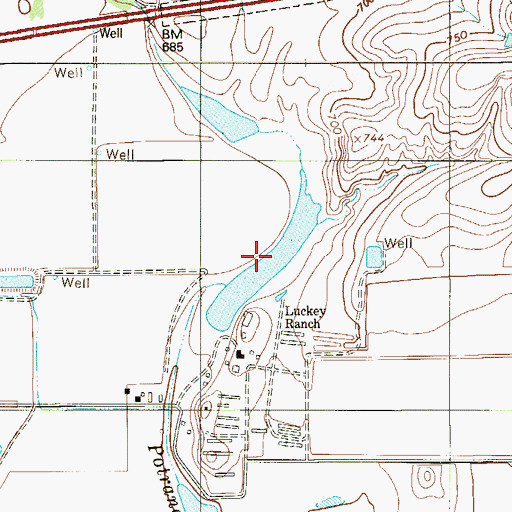 Topographic Map of Luckey Lake, TX