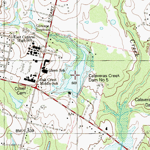 Topographic Map of Soil Conservation Service Site 5 Reservoir, TX