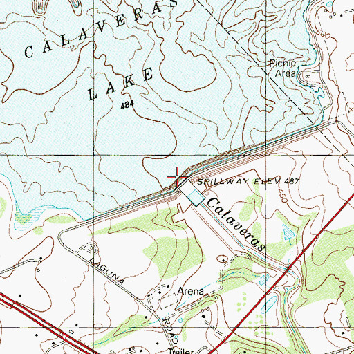 Topographic Map of Calaveras Creek Dam, TX