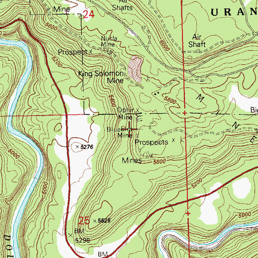 Topographic Map of Bluebird Mine, CO