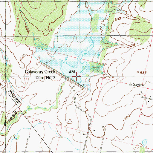 Topographic Map of Soil Conservation Service Site 3 Reservoir, TX
