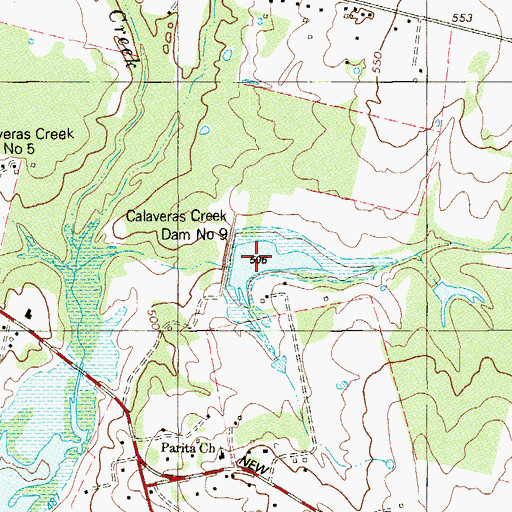 Topographic Map of Soil Conservation Service Site 9 Reservoir, TX