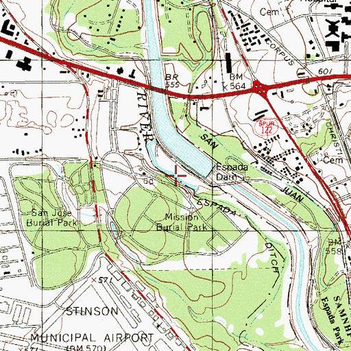 Topographic Map of New Espada Lake, TX