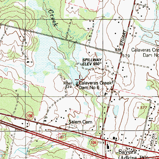 Topographic Map of Soil Conservation Service Site 6 Dam, TX