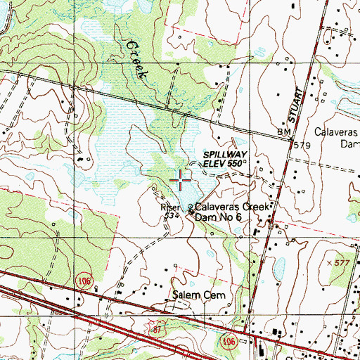 Topographic Map of Soil Conservation Service Site 6 Reservoir, TX