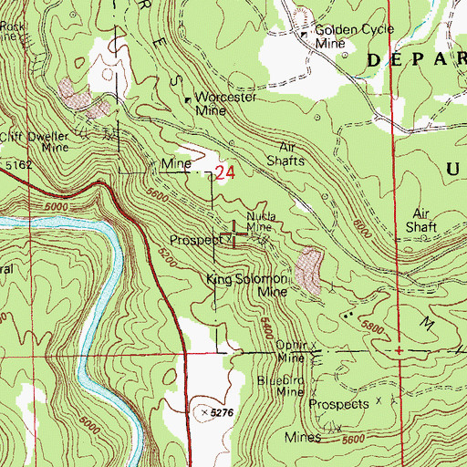 Topographic Map of Nucle Mine, CO