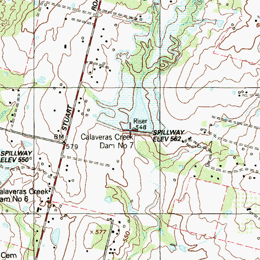 Topographic Map of Soil Conservation Service Site 7 Dam, TX