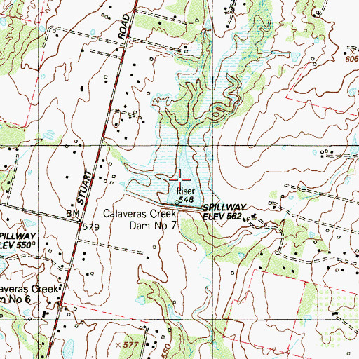 Topographic Map of Soil Conservation Service Site 7 Reservoir, TX
