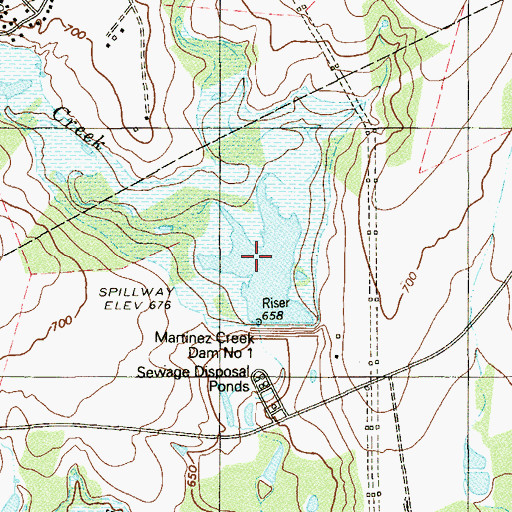 Topographic Map of Soil Conservation Service Site 1 Reservoir, TX