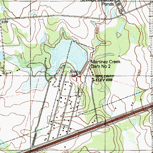 Topographic Map of Soil Conservation Service Site 2 Reservoir, TX