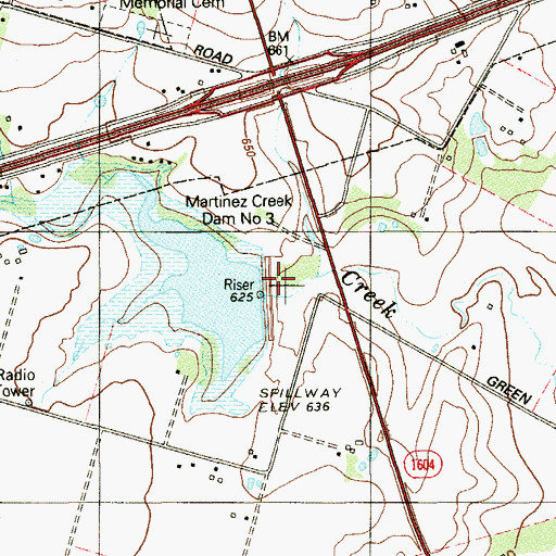 Topographic Map of Soil Conservation Service Site 3 Dam, TX