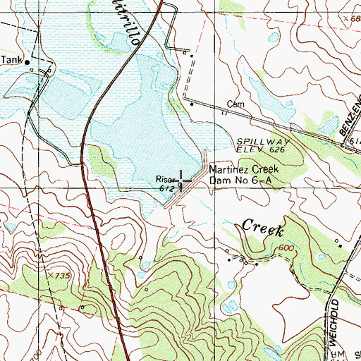 Topographic Map of Soil Conservation Service Site 6-A Dam, TX