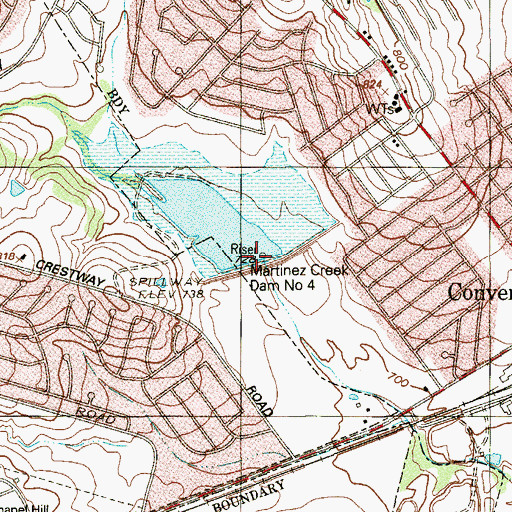 Topographic Map of Soil Conservation Service Site 4 Dam, TX