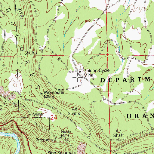 Topographic Map of Golden Cycle Mine, CO
