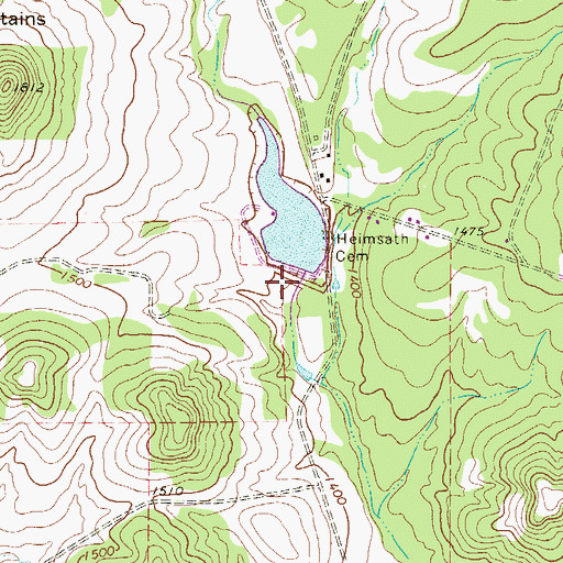 Topographic Map of Heimsath Cemetery Lake Dam, TX