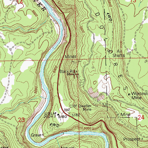 Topographic Map of Black Rock Mine, CO