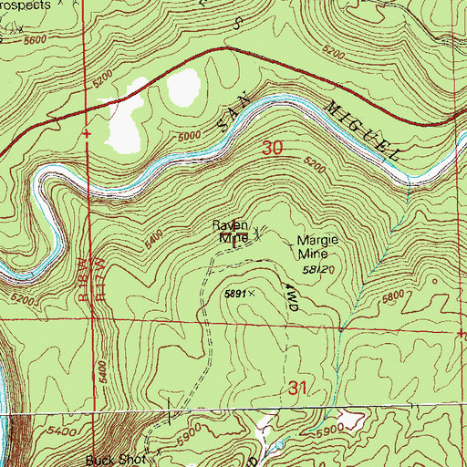 Topographic Map of Ravin Mine, CO
