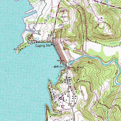 Topographic Map of Bridgeport Dam, TX
