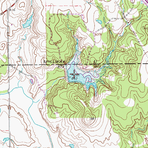 Topographic Map of Soil Conservation Service Site 14 Reservoir, TX