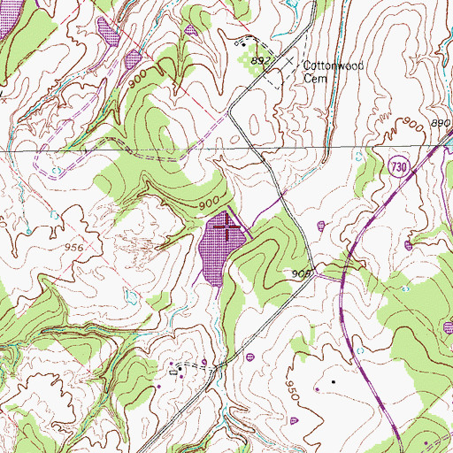 Topographic Map of Soil Conservation Service Site 12d Reservoir, TX