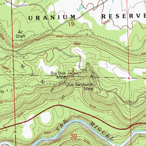Topographic Map of Big Dick Mine, CO
