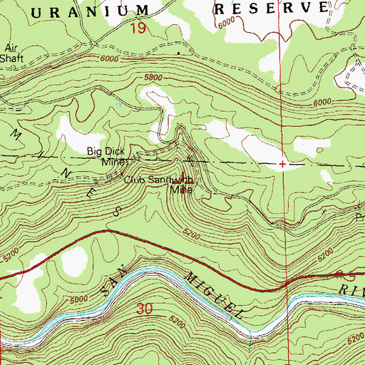 Topographic Map of Club Sandwich Mine, CO