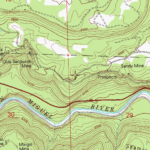 Topographic Map of Joe Mine, CO