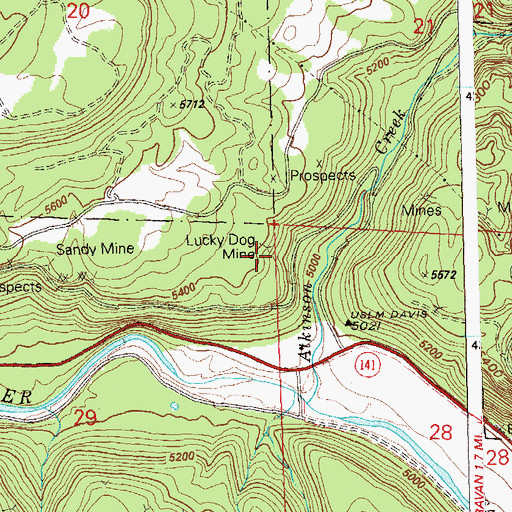 Topographic Map of Lucky Dog Mine, CO