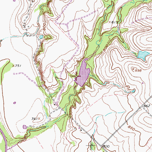 Topographic Map of Soil Conservation Service Site 21b Dam, TX