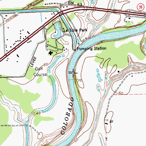 Topographic Map of Lcra Dam, TX