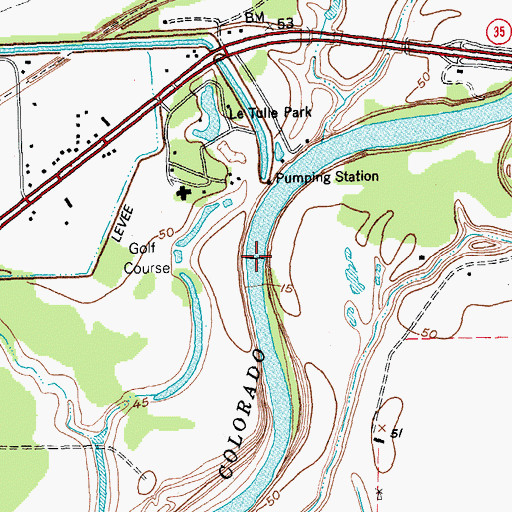 Topographic Map of Bay City Lake, TX