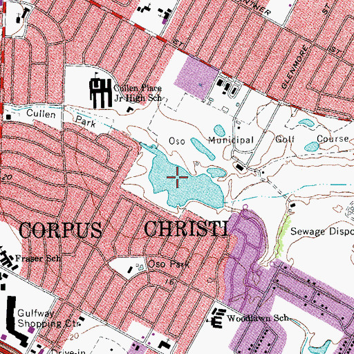 Topographic Map of Oso Municipal Golf Course Lake, TX