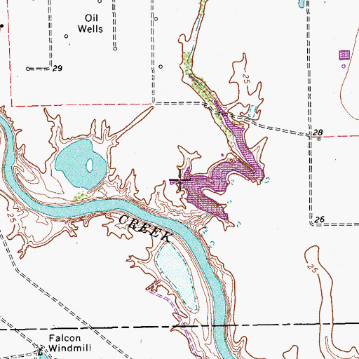 Topographic Map of Chapman Ranch Lake Dam, TX