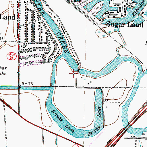 Topographic Map of Brooks, Cleveland and Char Lakes, TX