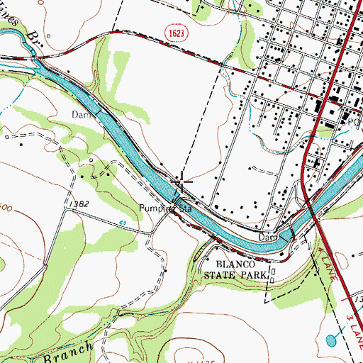 Topographic Map of Blanco City Lake Number 1, TX