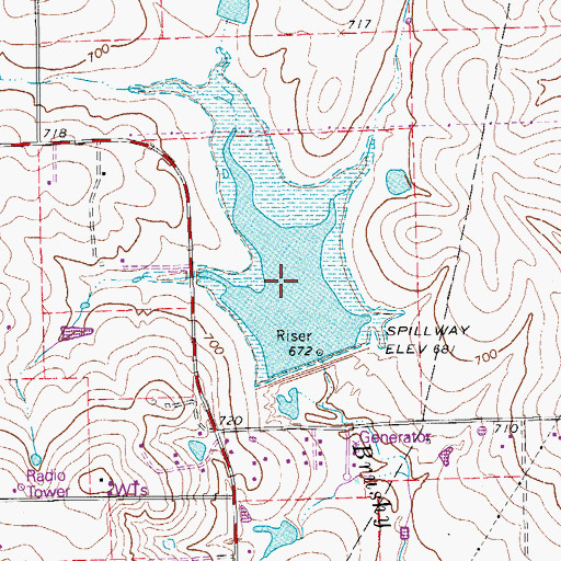 Topographic Map of Soil Conservation Service Site 10 Reservoir, TX