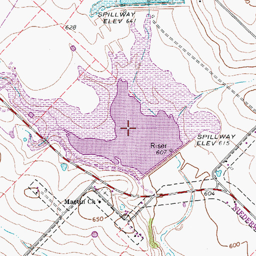 Topographic Map of Soil Conservation Service Site 12 Reservoir, TX